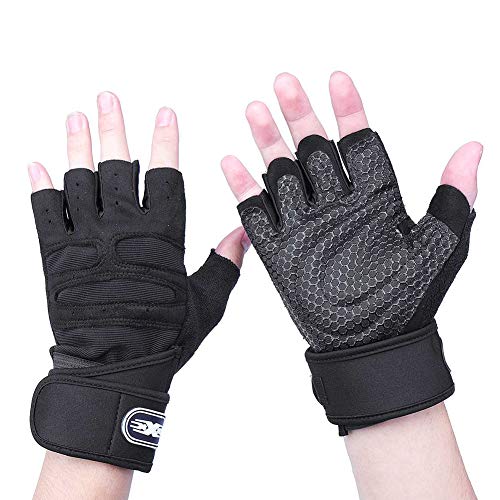 REYOK Guantes Gimnasio para Hombre y Mujer Guantes Medio Dedo Deportivos Gym Guantes Transpirable con Protección Completa de Muñeca y Palma Guantes de Fitness Negro REYOK Guantes Gimnasio para Hombre y Mujer Guantes Medio Dedo Deportivos Gym Guantes Transpirable con Protección Completa de Muñeca y Palma Guantes de Fitness Negro