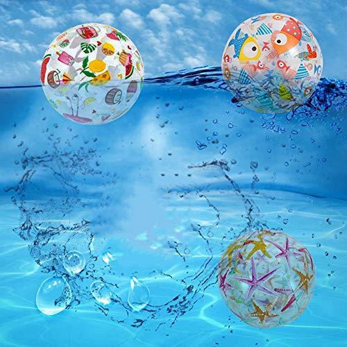 REYOK Pelotas de Playa Hinchables,3 Pcs Vida Marina Pelota Hinchable,Niños Hinchable Pelota para Los Juguetes de Playa del Verano del Favor,51cm