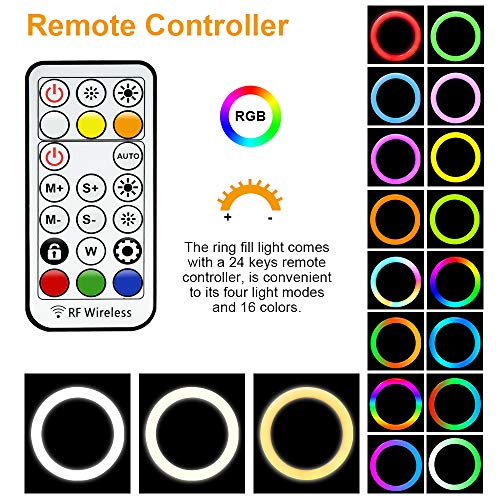 RGB Anillo de Luz, 12,8" Aro de Luz con RGB Telecomando, RGB Ring Light con Trípode y Controlador Bluetooth, 19 Colores& 10 Niveles de Brillo para TIK tok, Maquillaje, Vlog, Fotografía