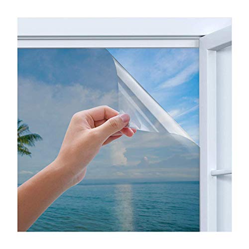 Rhodesy Vinilo Ventana Plata Protector, Película Adhesiva Unidireccional Reflectante para Ventana, Control de Calor Anti UV Bloqueador Solar, Protección de Privacidad 44,5 * 200cm