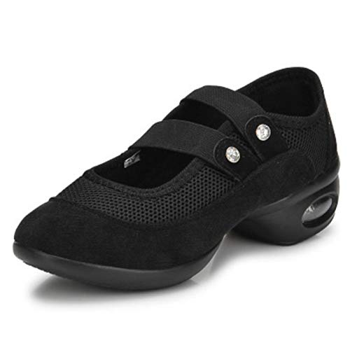 RHSML Zapatillas De Baile para Mujer, Zapatos De Baile, Verano Fresco, Tela De Red Cuadrada, Transpirable, Moderno, Cuadrado, Suelas Suaves, Zapatos De Baile Moderno para Mujer(41, Black)