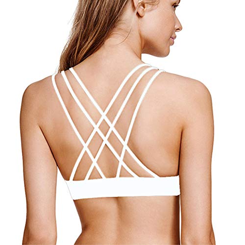 RHSMP Sujetador Deportivo para Mujer en Forma de Palangre Chaleco de Cultivo de Yoga Largo Entrenamiento de Fitness Correr Sujetador Femenino con Camiseta(S, White)