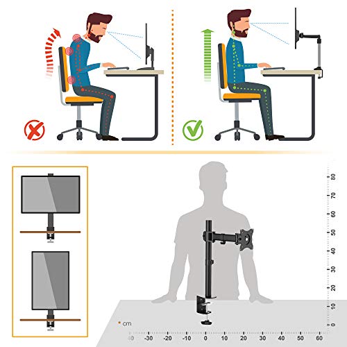 RICOO TS5611 Soporte Monitor Mesa Giratorio Inclinable Pantalla PC 12-30 Pulgadas (30-76cm) Pie Ajustable Monitores Ordenador VESA 100x100