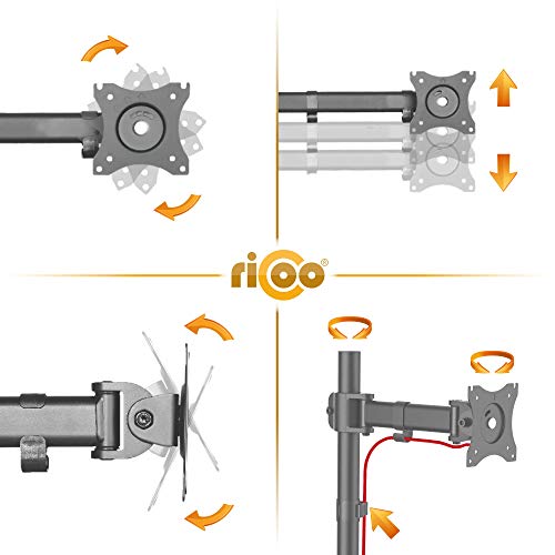 RICOO TS5611 Soporte Monitor Mesa Giratorio Inclinable Pantalla PC 12-30 Pulgadas (30-76cm) Pie Ajustable Monitores Ordenador VESA 100x100
