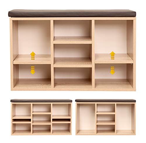 RICOO WM035-ES-B Banco Zapatero 79x49x30 Armario Interior con Asiento Organizador Zapatos Mueble recibidor Perchero Entrada Madera Roble marrón RICOO WM035-ES-B Banco Zapatero 79x49x30 Armario Interior con Asiento Organizador Zapatos Mueble recibidor Perchero Entrada Madera Roble marrón