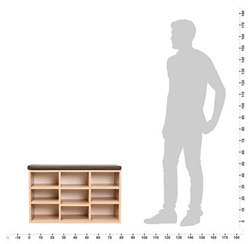 RICOO WM035-ES-B Banco Zapatero 79x49x30 Armario Interior con Asiento Organizador Zapatos Mueble recibidor Perchero Entrada Madera Roble marrón