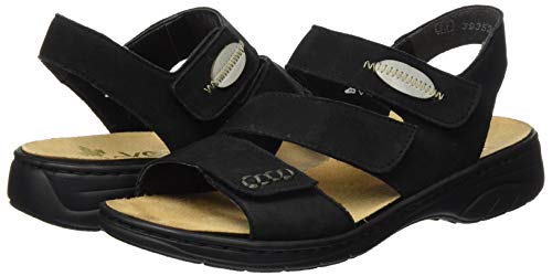 Rieker Frühjahr/Sommer 64573, Sandalias Punta Cerrada para Mujer, Negro (Schwarz/Cement 00), 39 EU Rieker Frühjahr/Sommer 64573, Sandalias Punta Cerrada para Mujer, Negro (Schwarz/Cement 00), 39 EU