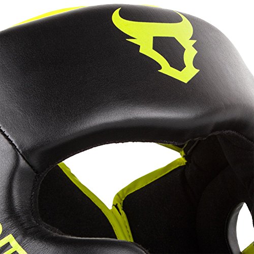 Ringhorns Charger Cascos de Boxeo, Unisex Adulto, Negro/Amarillo Fluo, Talla única