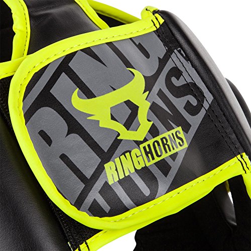 Ringhorns Charger Cascos de Boxeo, Unisex Adulto, Negro/Amarillo Fluo, Talla única