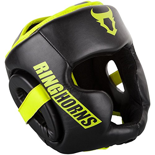 Ringhorns Charger Cascos de Boxeo, Unisex Adulto, Negro/Amarillo Fluo, Talla única