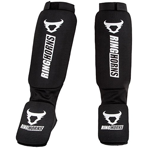 Ringhorns Charger Espinilleras de Boxeo, Unisex Adulto, Negro, Talla Única