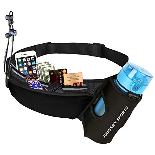 Riñonera Deportivo Cinturón Running Belt con Botella Agua Bolsa Impermeable, Conveniente para iPhone 8/8 plus/X/XS/XS MAX/XR, Para Deportes Al Aire Libre Fitness Senderismo, Ciclismo, Jogging, Caminar