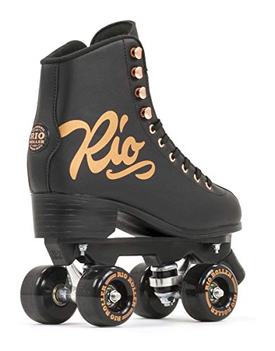 Rio Roller Quad Skates Patines Patinaje Infantil, Juventud Unisex, Rosa (Rose Black), 35.5