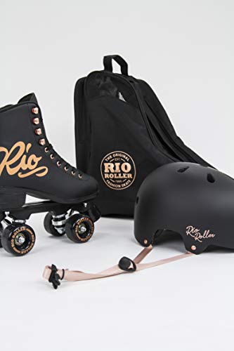 Rio Roller Quad Skates Patines Patinaje Infantil, Juventud Unisex, Rosa (Rose Black), 35.5