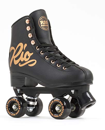 Rio Roller Quad Skates Patines Patinaje Infantil, Juventud Unisex, Rosa (Rose Black), 35.5