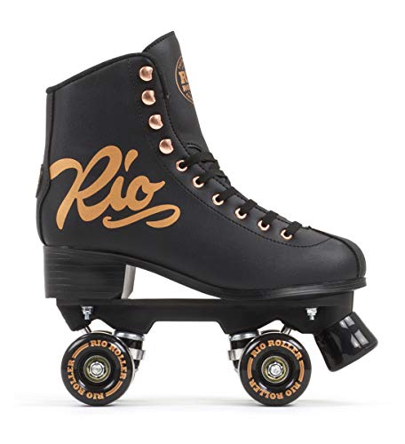Rio Roller Quad Skates Patines Patinaje Infantil, Juventud Unisex, Rosa (Rose Black), 38