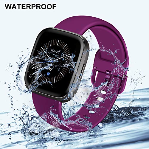 RIOROO Correa Compatible para Fitbit Versa Pulsera/Versa 2 Correa/Versa Lite Correas/Blaze Pulseras,Silicona Banda de Reloj para Hombres Mujeres, Deportivo Recambio de Pulsera Uvas moradas,S