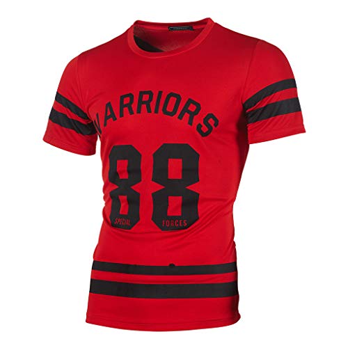 riou Camiseta Deportes Camisetas Hombre Manga Corta Moda Cuello Redondo Deportiva Top Futbol brasileño Impresión de Letras Yoga Slim Fit chándal Blusa Camisa Verano Fitness Ajustado