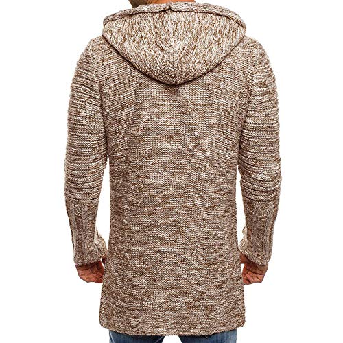 riou Chaqueta Cardigan de Manga Larga de Punto sólido con Capucha de Color sólido de Invierno para Hombre Casual y cálida