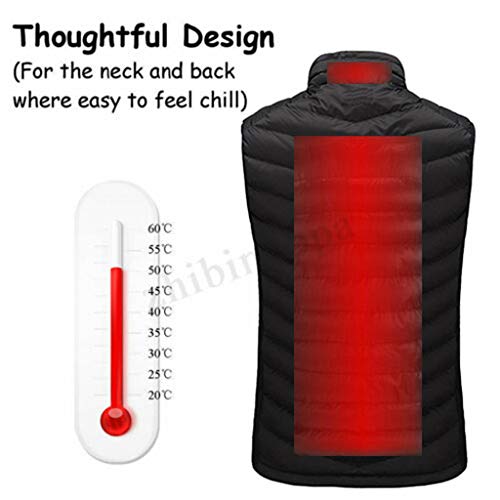 riou Chaqueta de Algodón Hombre Invierno Calor Chalecos Sin Mangas De Plumas Chaquetas Acolchado con Calentamiento Eléctrico y Espalda Abdominal USB Inteligente,Seguro y Ligero