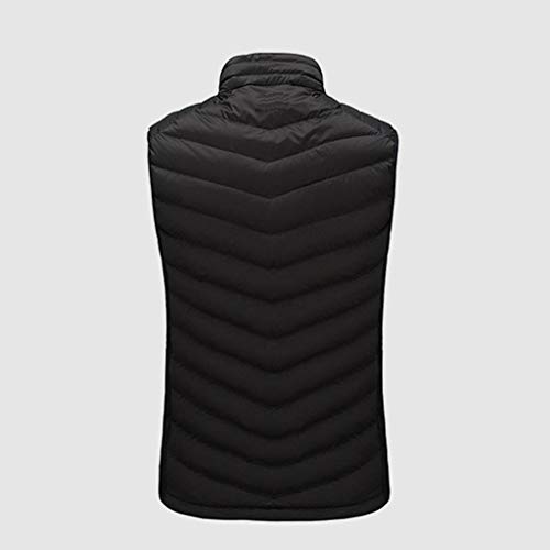 riou Chaqueta de Algodón Hombre Invierno Calor Chalecos Sin Mangas De Plumas Chaquetas Acolchado con Calentamiento Eléctrico y Espalda Abdominal USB Inteligente,Seguro y Ligero