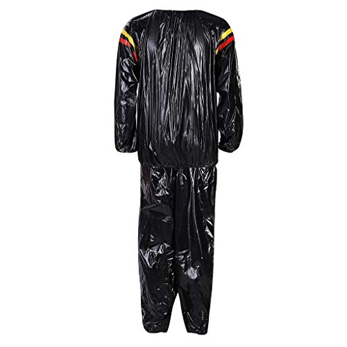 riou Conjunto de chándal y pantalón para Hombre PVC Fitness Clothes Sports Ropa de Sauna y Sudor Rojo y Amarillo Traje Adelgazante Manga Larga Casual Abrigo Chandal