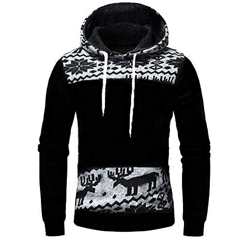 riou ¡Oferta Sudaderas con Capucha para Hombre Cosy Chaqueta Deportiva Sudadera con Cremallera Completa Ecosmart Hoodie Casual Jerséis Top Blouse ¡Caliente! (Navidad-Black, M)