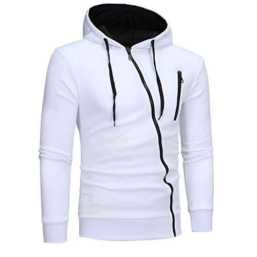 riou Sudadera con Capucha de Cremallera de Manga Larga Slim Fit para Hombre con Blusa Outwear de Bolsillo Chaqueta Irregular de la Personalidad