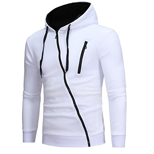 riou Sudadera con Capucha de Cremallera de Manga Larga Slim Fit para Hombre con Blusa Outwear de Bolsillo Chaqueta Irregular de la Personalidad