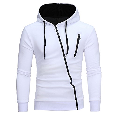 riou Sudadera con Capucha de Cremallera de Manga Larga Slim Fit para Hombre con Blusa Outwear de Bolsillo Chaqueta Irregular de la Personalidad