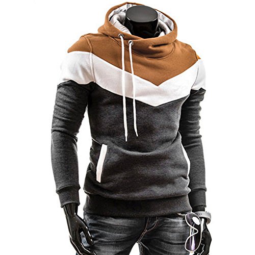 riou Sudadera con Capucha para Hombre Otoño Casual Color Sólido Camiseta de Manga Larga Chaqueta Hoodie Abrigo