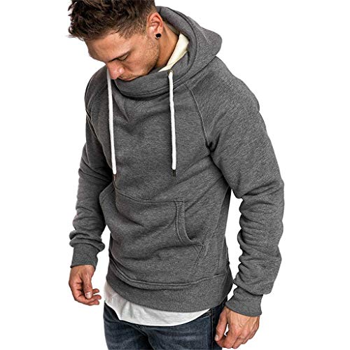 riou Sudadera Hombres Suelto Hoodie Deportes Casual Manga Larga Sudadera con Capucha Top Blusa Otoño Invierno Chándales Western Yoga Corbata Pullover