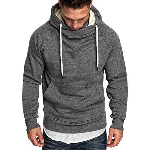 riou Sudadera Hombres Suelto Hoodie Deportes Casual Manga Larga Sudadera con Capucha Top Blusa Otoño Invierno Chándales Western Yoga Corbata Pullover