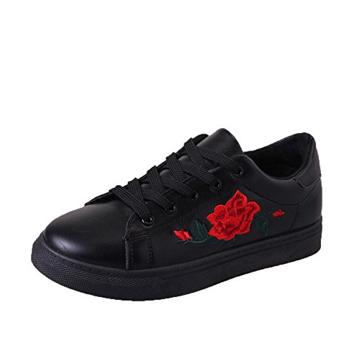 riou Zapatillas Deportivas de Mujer Zapatos Bordados Flor Blanca de Encaje Zapatillas Respirable Mocasines Deportes Casual Sandalias Antideslizantes Correr Calzado Deportivo Zapatilla