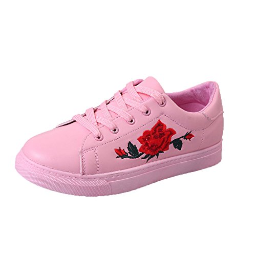 riou Zapatillas Deportivas de Mujer Zapatos Bordados Flor Blanca de Encaje Zapatillas Respirable Mocasines Deportes Casual Sandalias Antideslizantes Correr Calzado Deportivo Zapatilla