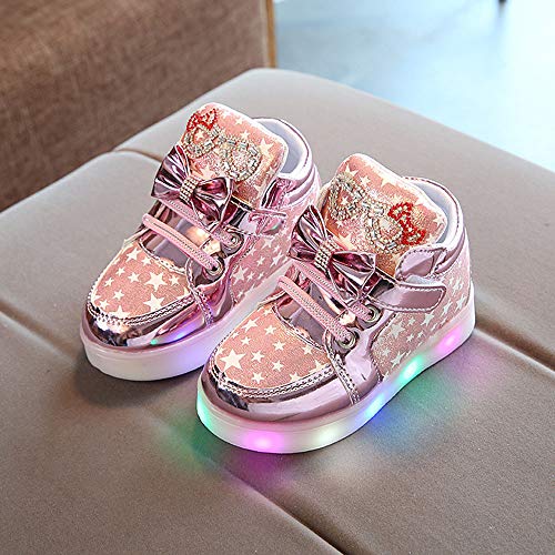 Riou Zapatillas Deportivas para Niñas LED Zapatos de Princesa Botas Dibujos Animados Antideslizante Zapatos Casuales Fondo Suave Ligeros Sandalias de Vestir Zapatillas Sneakers