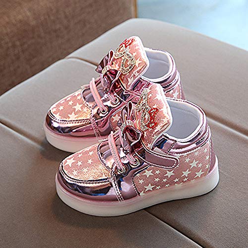 Riou Zapatillas Deportivas para Niñas LED Zapatos de Princesa Botas Dibujos Animados Antideslizante Zapatos Casuales Fondo Suave Ligeros Sandalias de Vestir Zapatillas Sneakers