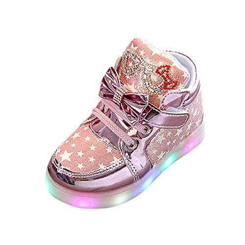 Riou Zapatillas Deportivas para Niñas LED Zapatos de Princesa Botas Dibujos Animados Antideslizante Zapatos Casuales Fondo Suave Ligeros Sandalias de Vestir Zapatillas Sneakers