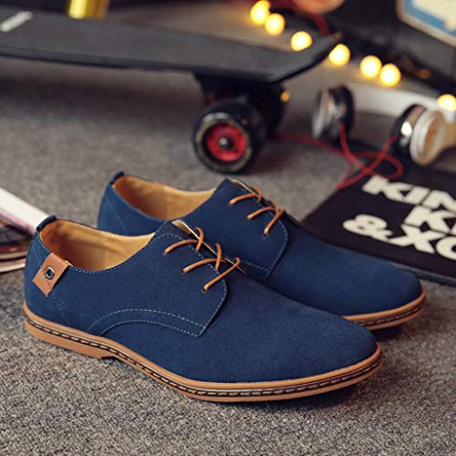 riou Zapatos Casuales de Hombre con Cordones Zapatos de Negocios Zapatos Oxford Moda Cuero Sólido Sneakers Negro Azul Gris Blanco 38-48