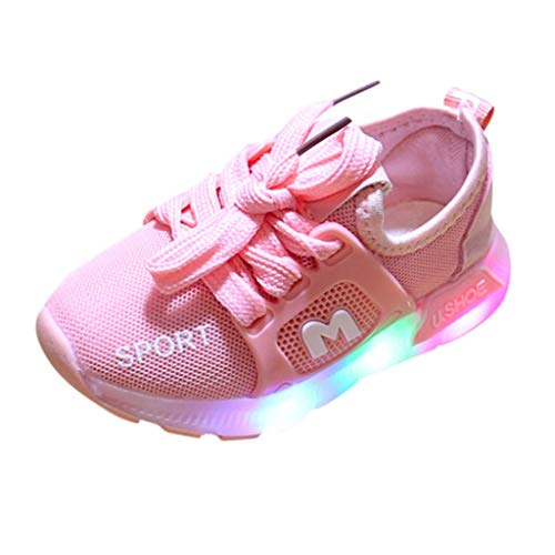 Riou Zapatos LED Niños Niñas 7 Color Zapatillas Deportivas Unisex Zapatillas de Correr Transpirables Antideslizante Zapatillas Ligeras Chicos Chicas Zapatos Calzado