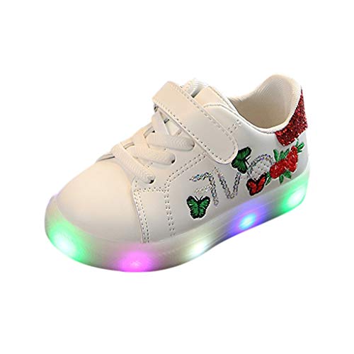 Riou Zapatos LED Niños Niñas Zapatillas Deportivas Unisex Calzado Deportivo Luces Zapatos Iluminados Lentejuelas Bordado Antideslizante Chicos Chicas Zapatos Calzado