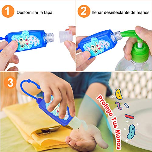 RIRGI Botellas de Viaje Portátiles para Niños, Botellas Vacias para Gel, Rellena Desinfectante de Manos, Crema Solar, Gel Hidroalcoholico, Jabón Líquido, Champús, Loción etc, 6 Piezas -30ml RIRGI Botellas de Viaje Portátiles para Niños, Botellas Vacias para Gel, Rellena Desinfectante de Manos, Crema Solar, Gel Hidroalcoholico, Jabón Líquido, Champús, Loción etc, 6 Piezas -30ml