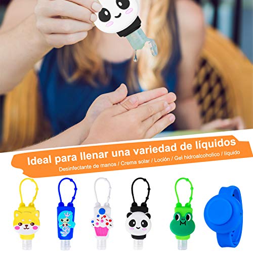 RIRGI Botellas de Viaje Portátiles para Niños, Botellas Vacias para Gel, Rellena Desinfectante de Manos, Crema Solar, Gel Hidroalcoholico, Jabón Líquido, Champús, Loción etc, 6 Piezas -30ml