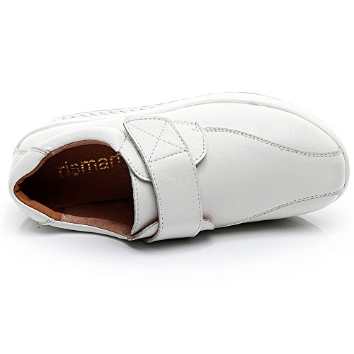 rismart Mujer Cuña Bucle Cómodo Linda Cuero Zapatillas Zapatos SN8787(Blanco,EU38)