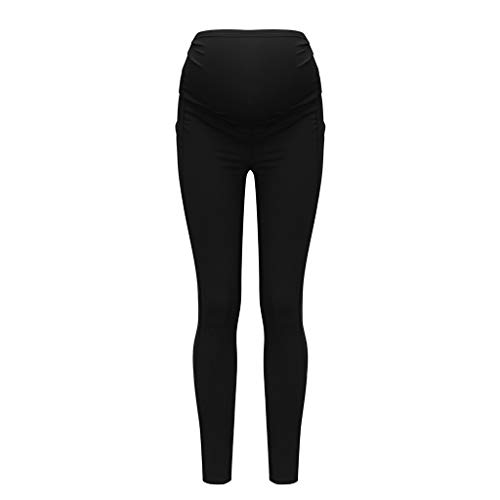 RISTHY Leggins Premamá Largos Embarazo Lactancia Pantalones Largos Maternidad Ropa Verano Pantalones de Yoga con Bolsillos Circunferencia de Cintura Ajustable Elásticos y Comodos Mujer