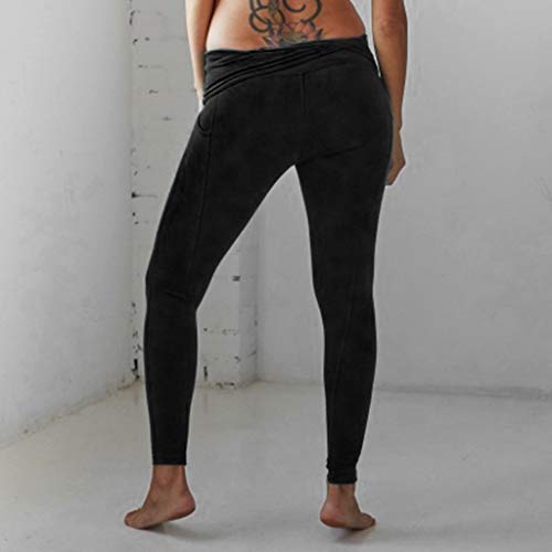 RISTHY Leggins Premamá Largos Embarazo Lactancia Pantalones Largos Maternidad Ropa Verano Pantalones de Yoga con Bolsillos Circunferencia de Cintura Ajustable Elásticos y Comodos Mujer