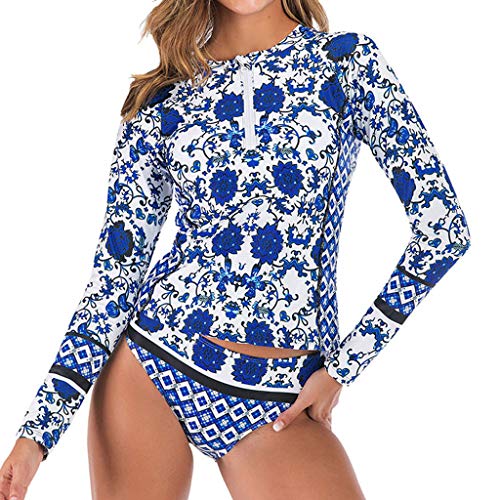 RISTHY Mujeres Traje de Manga Larga Rashguard UV Protección Estampado Camiseta Bañador para Buceo Natación Surf 2 Piezas Conjuntos Trajes de Baño para Natación RISTHY Mujeres Traje de Manga Larga Rashguard UV Protección Estampado Camiseta Bañador para Buceo Natación Surf 2 Piezas Conjuntos Trajes de Baño para Natación