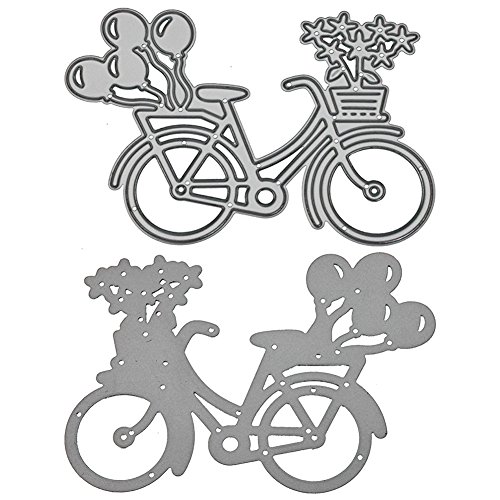 RIsxffp Bicicleta Flor Globo Plantilla de Corte Durable DIY Scrapbook Craft Embossing Die Silver