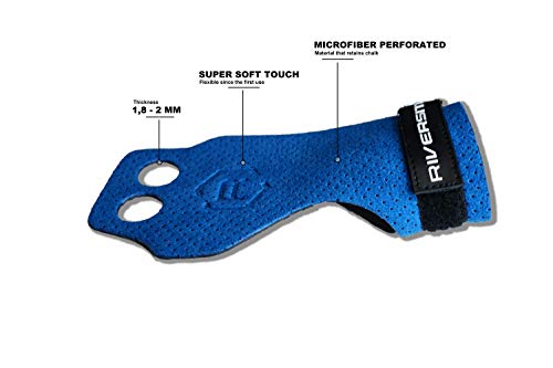 Riversite RX - Blue Grips Crossfit Calleras azul de microfibra para entrenamiento Cross Training , dominadas, muscle ups y protección de manos