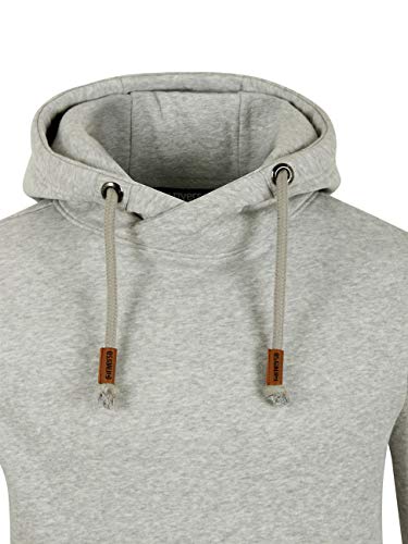 Riverso – Sudadera con capucha para hombre RIVJulian, bolsillo tipo canguro, cuello cruzado, regular, algodón, gris, verde, rojo, azul, negro - Melange Standard 1 (23200). S